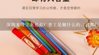 深圳龙岗宝龙兄弟厂普工是做什么的，进那厂分到哪个